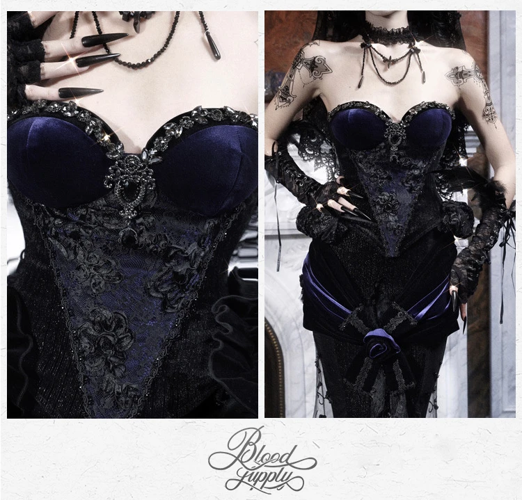 Women's Gothic Velvet Corset Waist Top