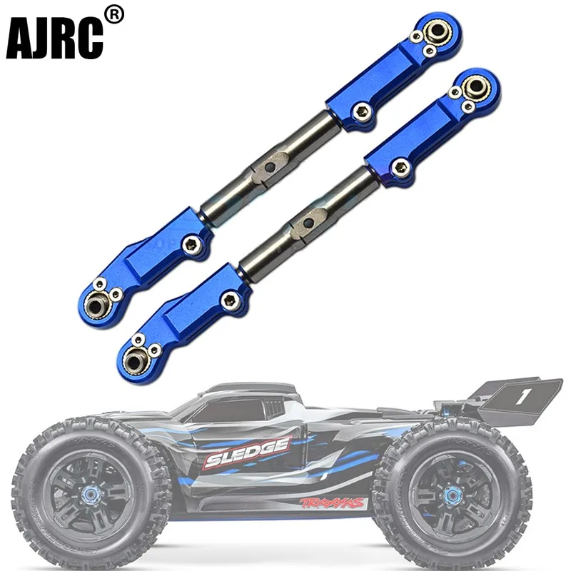 

For 1/8 Trax 4wd Sledge Monster Truck-95076-4 Aluminum Alloy Adjustable Stainless Steel Rear Upper A-arm Pull Rod #9548