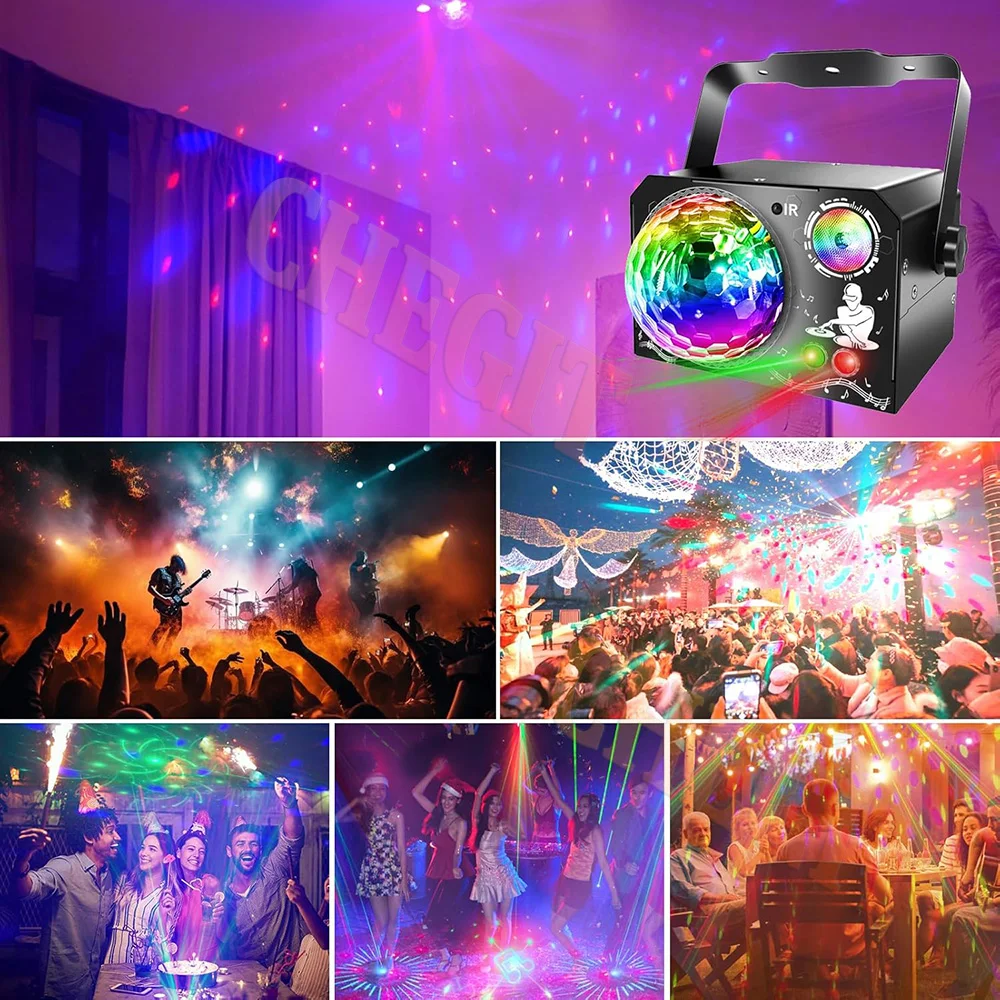 NEW 4 IN 1 Magic Ball DJ Disco Party RGB Light Projector USB LED Sound Strobe Stage Effect For Wedding Holiday Party Lamp Home