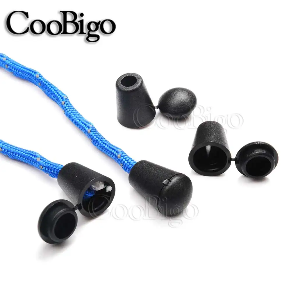 Cord Ends Bell Stopper Lid Lock Plastic Toggle Clip For Paracord Clothes Bag Sports Wear Shoe 12pcs/pack