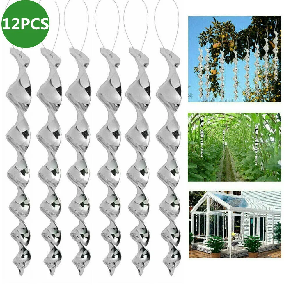 

Twisting Spiral Bird Repeller Rotating Rods Bird Repellent Scare Sticks Garden Outdoor Hanging Protect Crop Reflective Deterrent