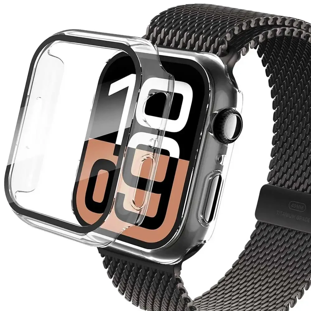 Enhanced Tempered Glass Apple Watch Screen Protector Case - Matte Hard PC Bumper Cover