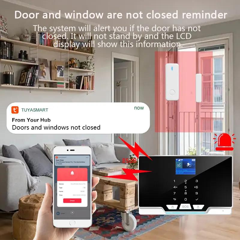 Wireless Connection Tuya Alarm System GSM Wifi Home Security System 433Mhz Frequency Solar Siren Door Sensor Infrared Detectors zigbee siren alarm