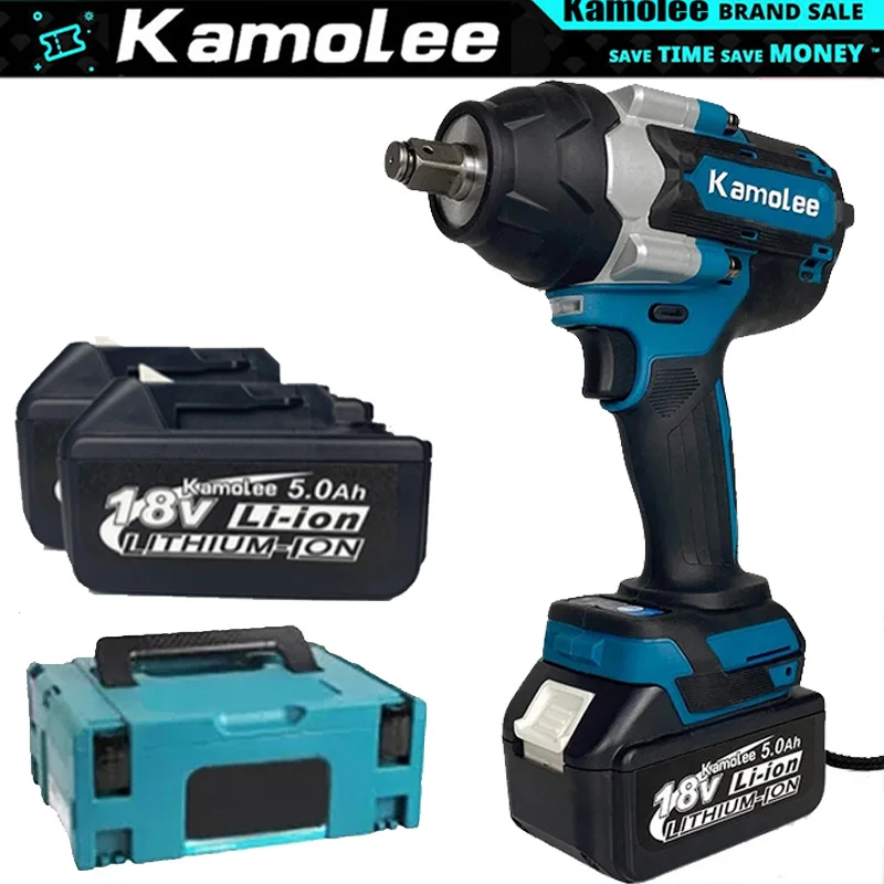 Kamolee 1800 N.M 하이 토크 6.0Ah 6000mAh 브러시리스 전기 임팩트 렌치 1/2 In 리튬 이온 배터리 ...