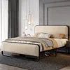 Queen Size Platform Metal Bed Frame with Curved Upholstered Headboard and Footboard, Large Under Bed Storage, No Box 3