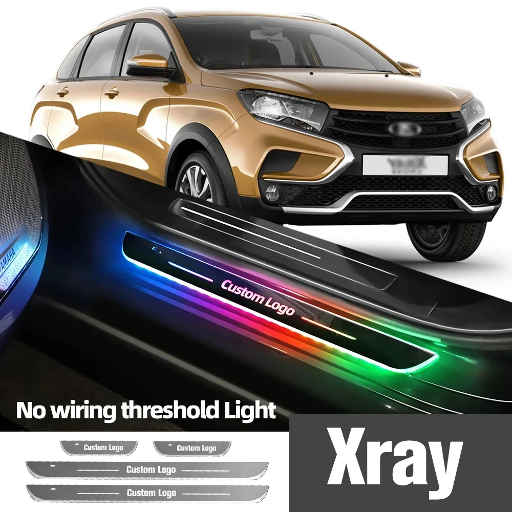 

For Lada Xray 2015-2023 2019 2020 2021 2022 Car Door Sill Light Customized Logo LED Welcome Threshold Pedal Lamp Accessories