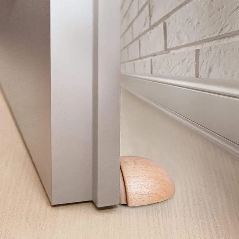 Creative Solid Wooden Door Stopper Non-Slip Stop Baby Protection Wedge Anti-collision Gate Decor Catch Floor Nail-free