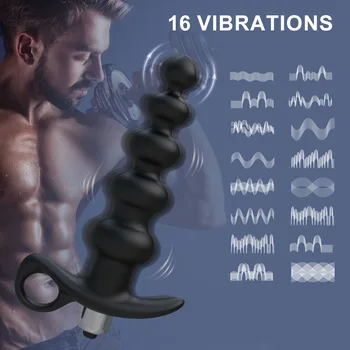 Anal Vibrator Anal Beads Prostate Massage Butt Plug G Spot Stimulator 16 Speed Dildo Vibrators Sex Toys For Men Women Anal Toy 2