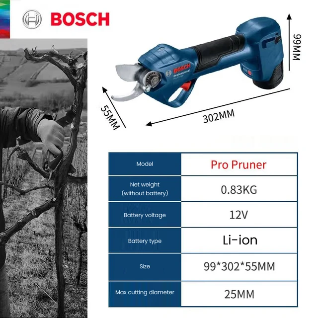 Bosch Pro Pruner: 강력한 퍼포먼스, 내구성, 편안함을 갖춘 전문적인 무선 전기 가위