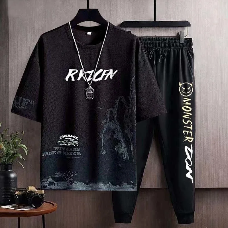 thumbnail image 1 of Ropa para hombres Slim Fit Chic Básica Kpop Casual Cool Grey Pantalones Conjuntos Camiseta masculina Elástica Suelta Alta Calidad 5xl Lujo Xl S Top, 1 of 5