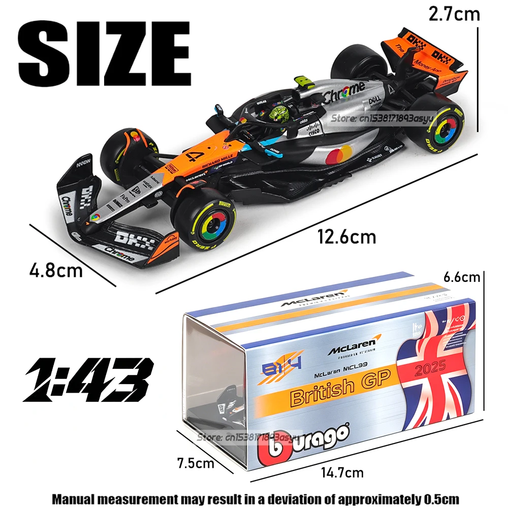 Bburago 1:43 F1 McLaren British GP Alloy Car Die-Cast Model Toy with Acrylic Display Box