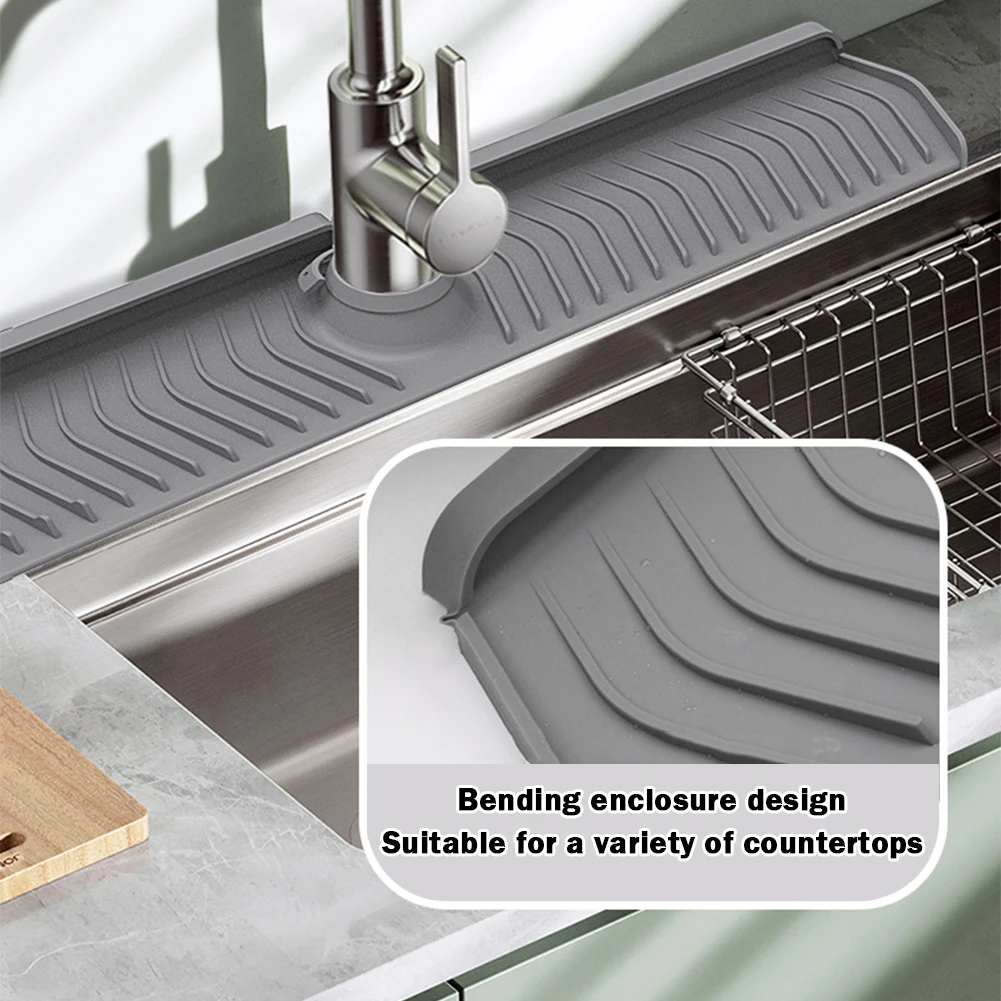 Kitchen Splash Guard Silicone Faucet Mat Sink Faucet Splash Guard Mat Drain Rack Countertop Protector Bathroom Kitchen Accessories