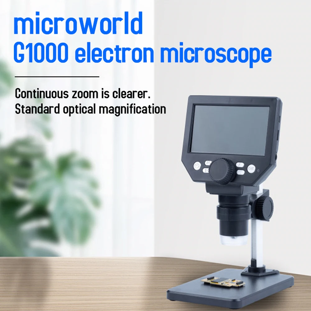 디지털 현미경 4.3인치 LCD 1000배율 1080P 카메라, 조절 가능한 스탠드 및 LED 조명 포함, PCB 수리 및 전자제품용