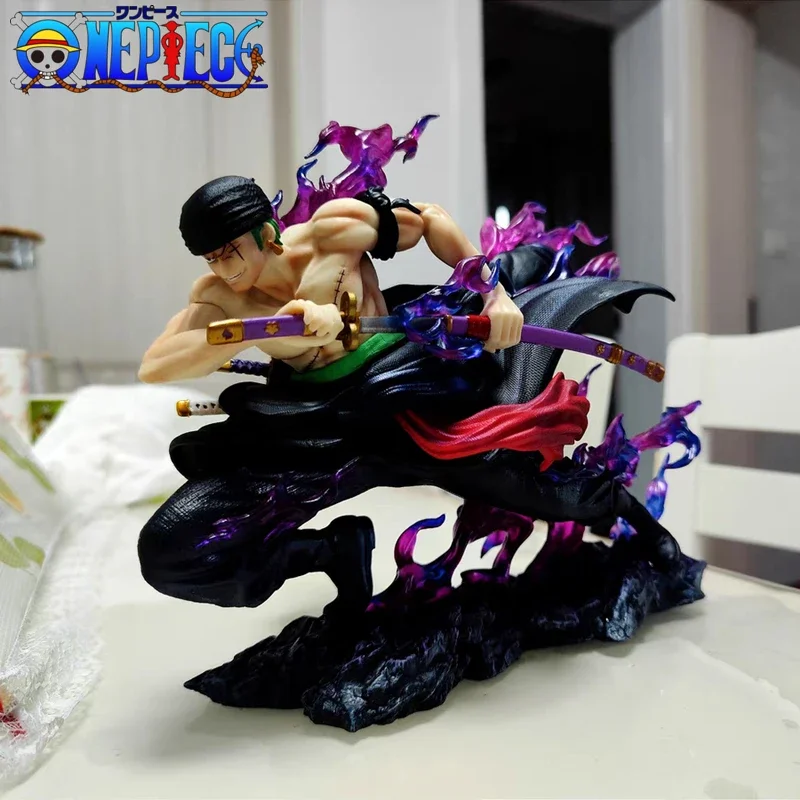 

One Piece Hot 20cm Anime Roronoa Zoro Figures Pvc Gk Zoro Statue Figurine 2 Heads Model Doll Ornament Collect Toy Kids Xmas Gift