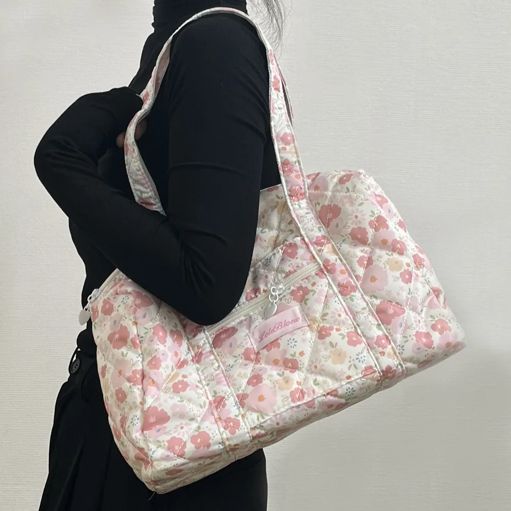 Korean Style Stroller Organizer Bags Multi-pocket Flower Baby Diaper Organizer Baby Care Storage Large Capacity Women Handbag