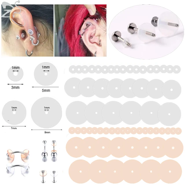 AOEDEJ 6-200P Silicone Piercing Healing Discs Anti Invagination Flexible  Anti Hyperplasia Piercings Hole Care Accessories Disc