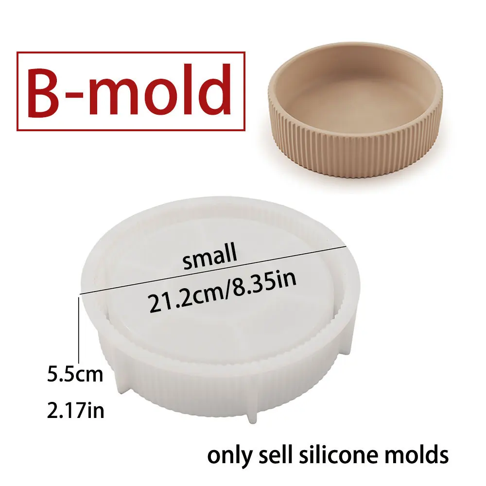 Large Capacity Striped Concrete Vessel Silicone Mold