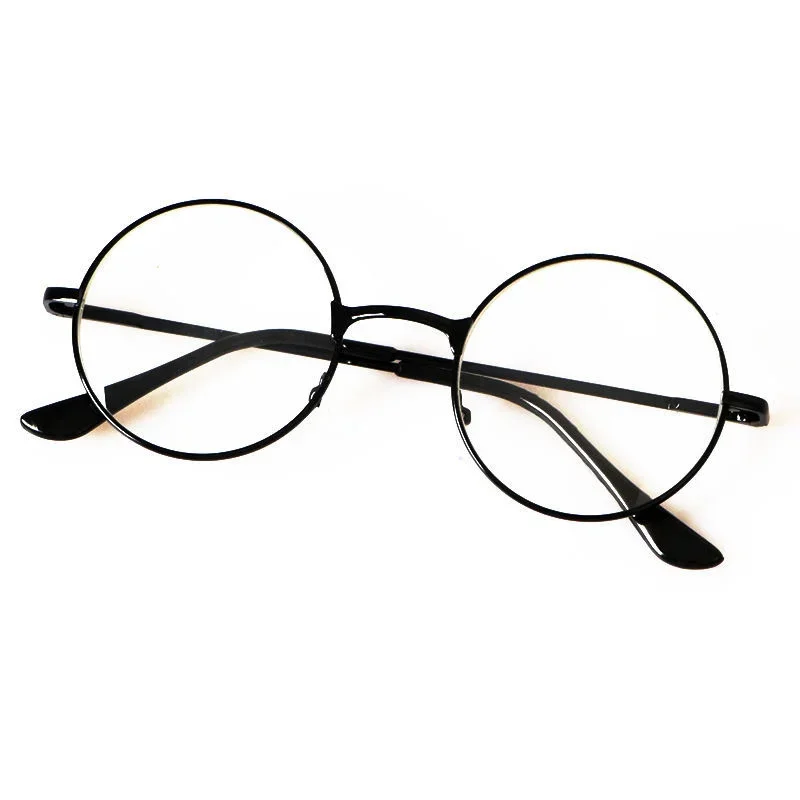 Retro Round Reading Glasses - Full Rim Metal Frame Blue Light Eyewear +4.00 Magnification