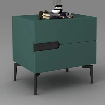 Nordic Minimalist Bedside Table Solid Wood Bedside Storage Cabinet Bedroom Leather Art Simple Modern Personality Stylish Cabinet 1