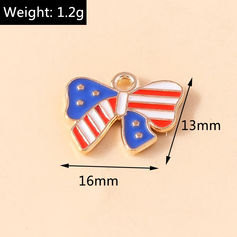 Leslie 10 Stück neue Emaille-Anhänger mit amerikanischer Flagge, Unabhängigkeitstag, USA-Flagge, Feierlichkeiten, Schmuck, Halskette, Armband, Ohrringe – Detail 23