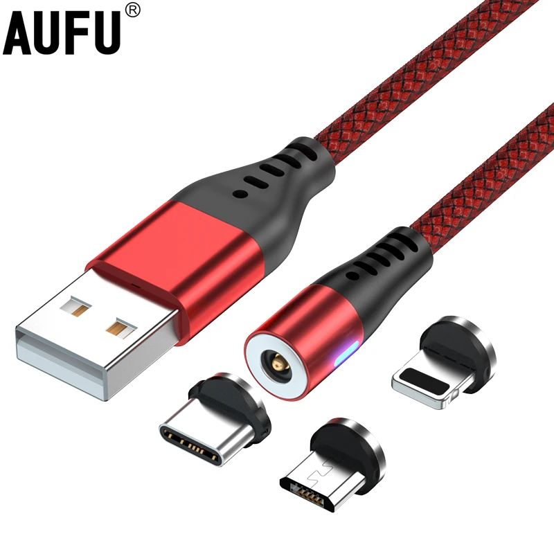 AUFU LED Magnetic USB Charging Cable USB Type C Phone Cable Magnet Phone Charger Micro USB For iPhone 11 12 Pro Max For Xiaomi 1