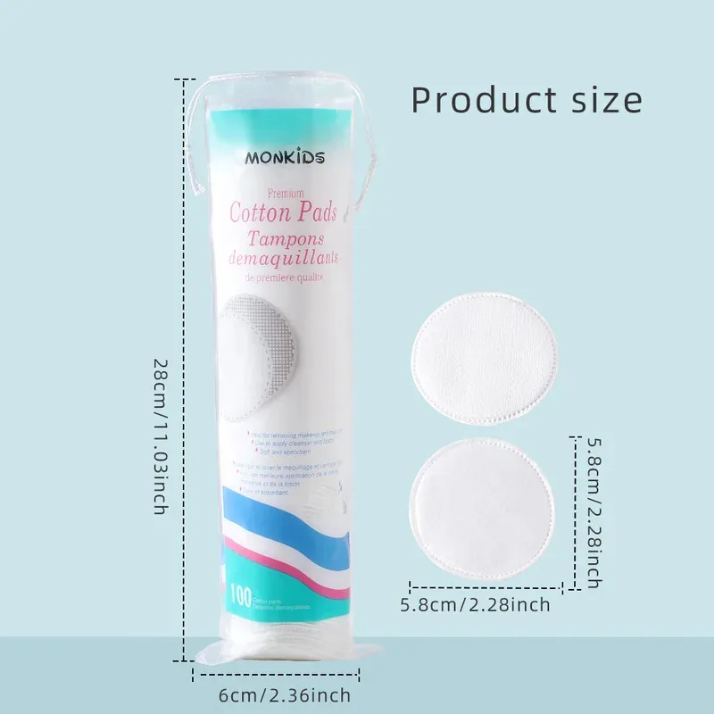 Makeup Remover Pads 100pcs Soft Breathable Circular Makeup Remover Pads Double-sided Textured Cotton Pads For Daily Facial Cleansing