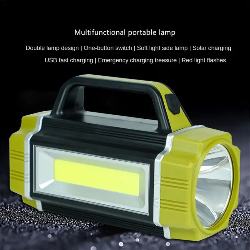 Search Flashlight Portable Usb Input Waterproof Solar Charging Portable Lamp Searchlight Camping Light
