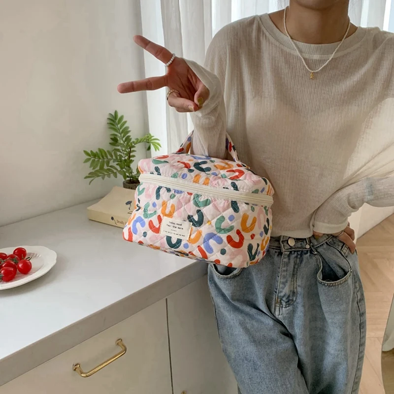 1 Piece Cosmetic Bags For Women As Shown Cotton + Polyester Organizer Storage Make Up Bag, Travel Toiletry Bags, Handbags Purses 2