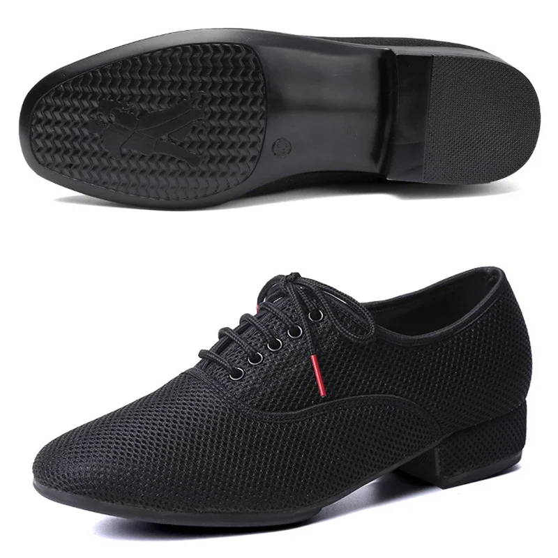 Male Latin Dance Shoes Men Salsa Jazz Ballroom Modern Tango Black Mesh Soft Sole Training Sneakers 39-46