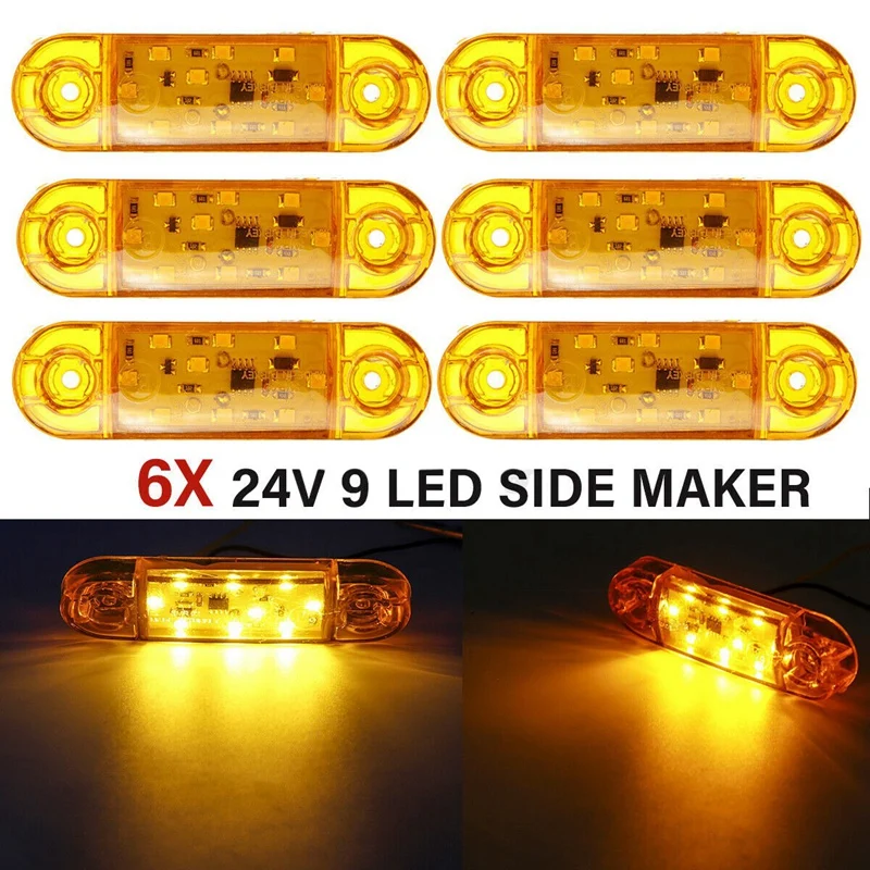 

6X 12V-24V 9 светодиодный габаритный фонарь для грузовика