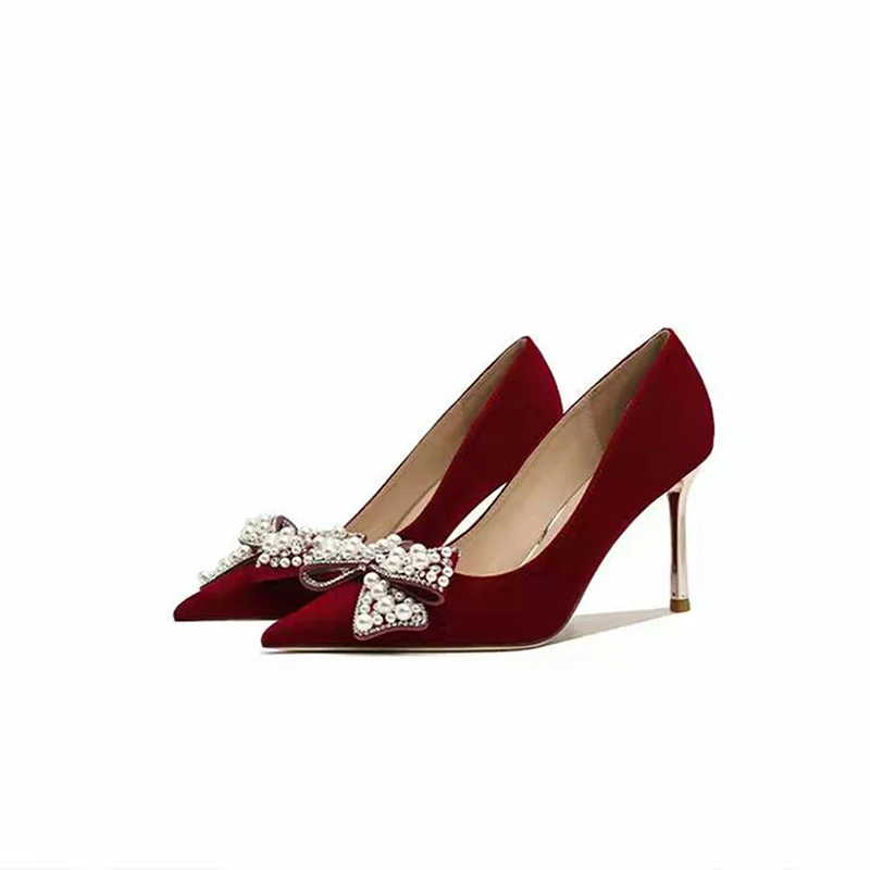 

New Spring and Autumn Temperament Red Bow High Heels Women High-end Fashion Not Tired Women's Comfortable Pumps 2023