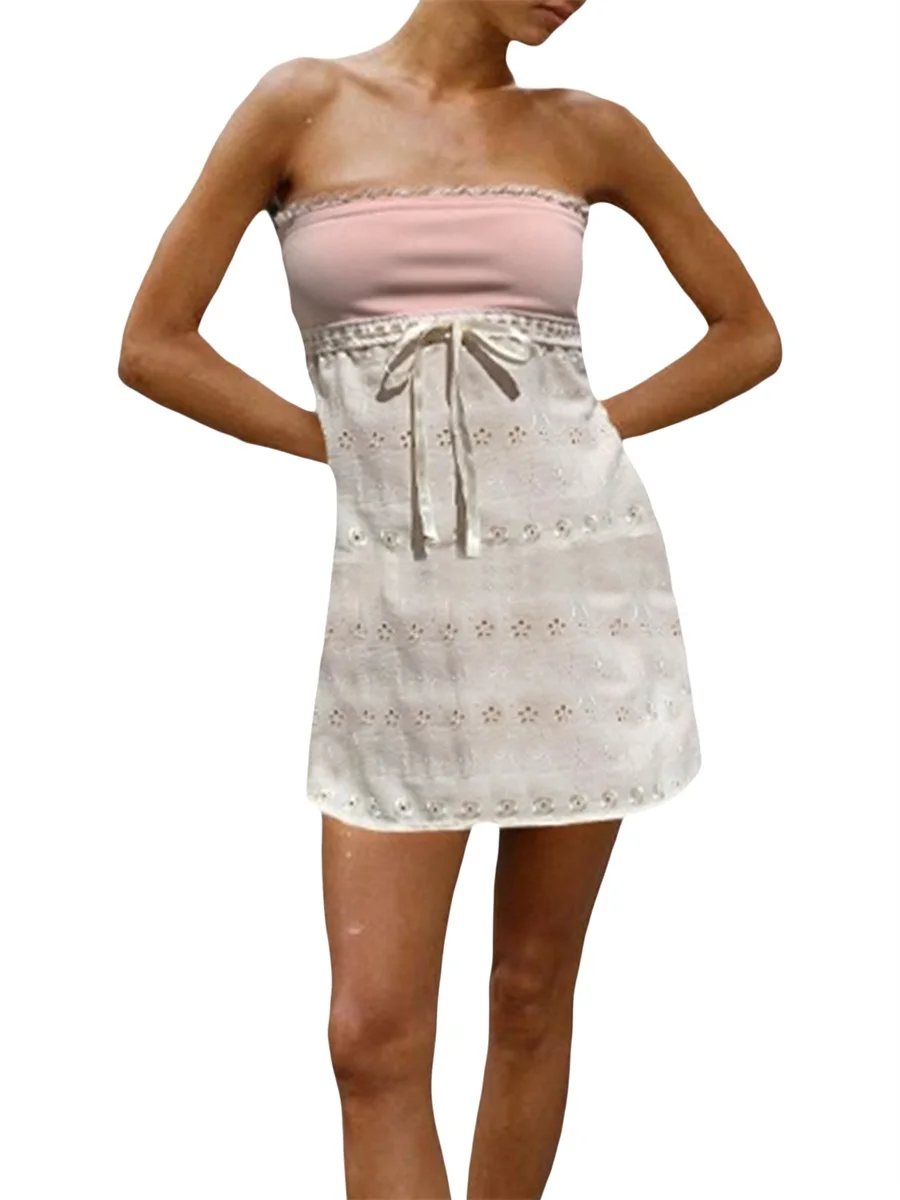 

Sexy Strapless Backless Mini Dress for Women - Y2K Off Shoulder Tube Dress Perfect for Club Party and Streetwear Fashion