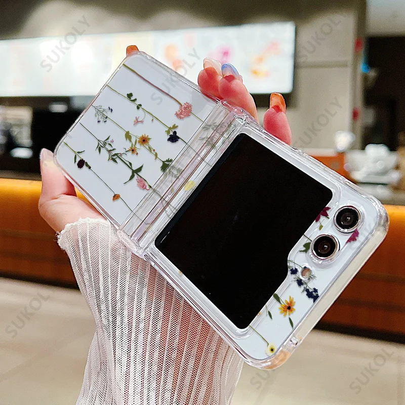 Flower Pattern Shockproof Clear Cover for Samsung Galaxy Z Flip Series