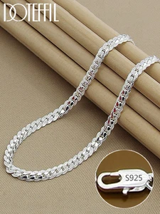 Ожерелье DOTEFFIL S925 из серебра 22/24 пробы с боковой цепью 16/18/20/дюйма 6 мм для женщин и мужчин, модное свадебное обручальное ювелирное изделие, под...