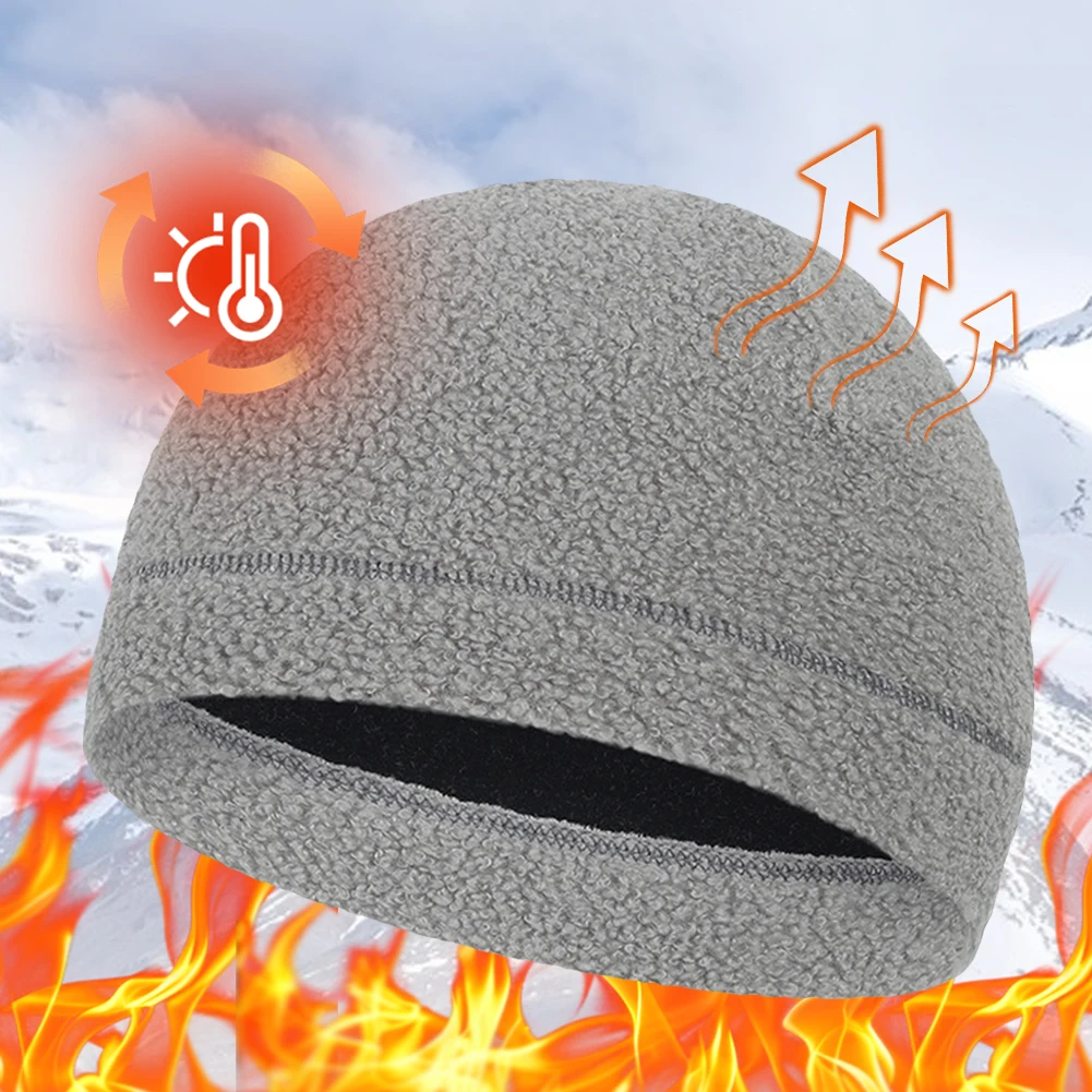 Winter Warm Beanie Hat Warm Thickened Polar Fleece Outdoor Running Skull Hat Unisex Windproof Fitness Ski Cycling Hiking Cap