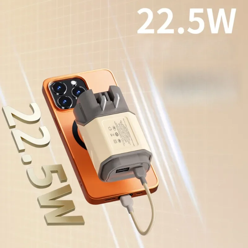 New PD22.5W 10000MAh New AC Plug Power Bank Portable with Its Own Cable Compact Portable Creative Mobile Power Supply 2