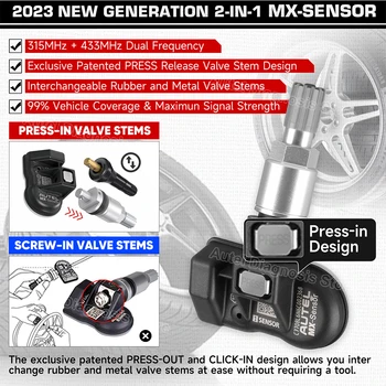 4pcs Autel 2IN1 Sensor TPMS Universal 315MHz 433MHz MX Sensor Automotive Mechanical Workshop Tools TPMS