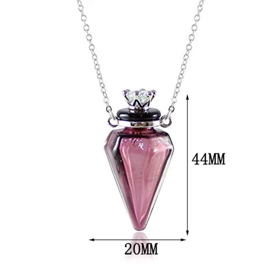 Clear Water Drop Bottle Necklace - Essential Oil Pendant With Cork Stopper