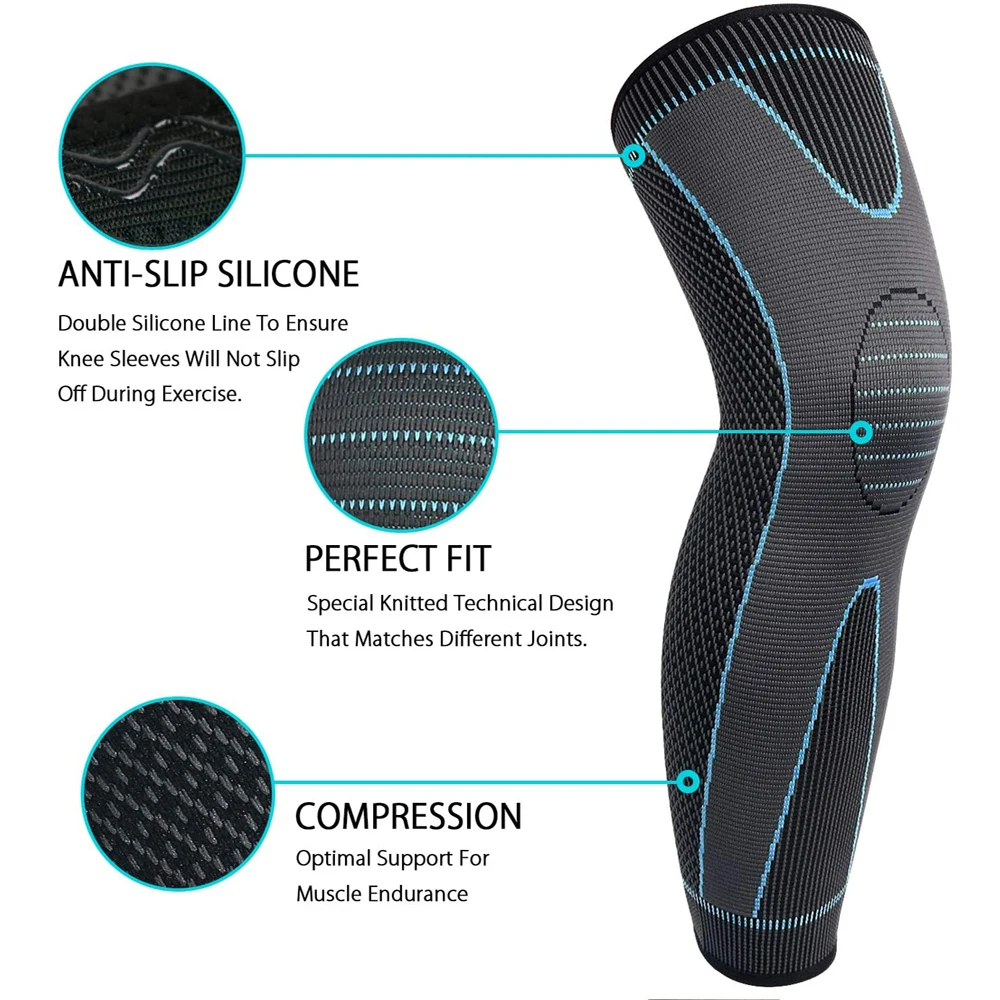 Full Leg Sleeves Long Compression Leg Sleeve Knee Sleeves Protect Leg, for  Basketball, Reduce Varicose Veins and Swelling of Legs 