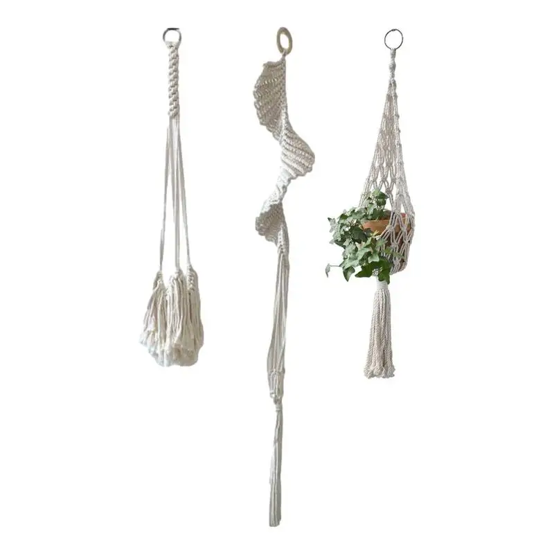 

Hanging Indoor Planters Handmade Cotton With White Hanging Planter Basket Indoor Flower Pot Holder Wall Window Outdoor Home Deco