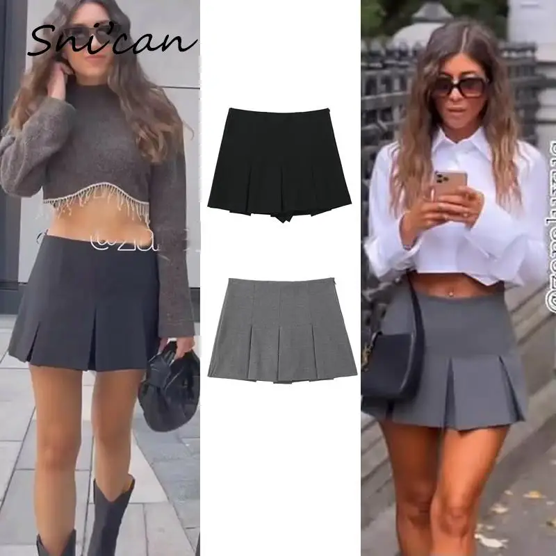 

Solid Short Pleated Skirt Women A Line High Waist Fashion Spring Korean Japanese Style Mini Female Bottom Falda Plisada Mujer