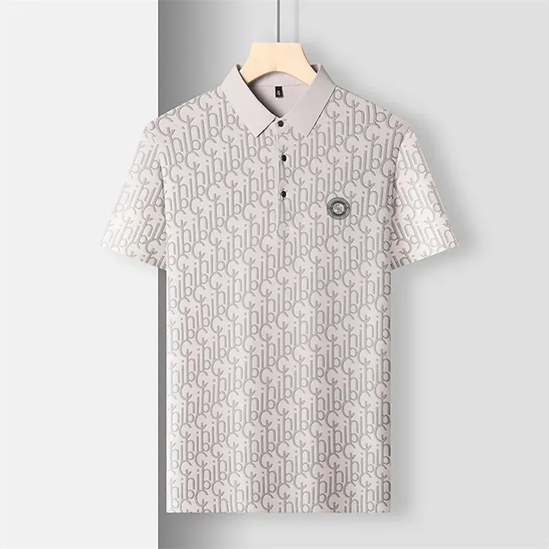 Camicia a maniche corte casual da lavoro da uomo nuova con stemma Polo tinta unita Top versatile confortevole e traspirante alla moda - immagine 6