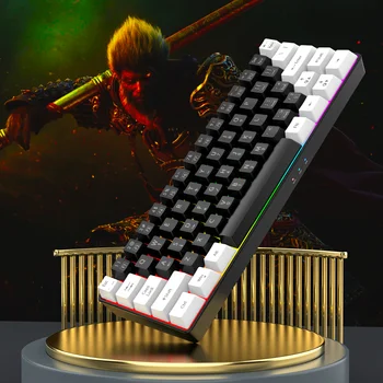 60% wired gaming keyboard, RGB backlight ultra compact mini keyboard, waterproof small compact 61 key keyboard for pc/Mac gamers 12