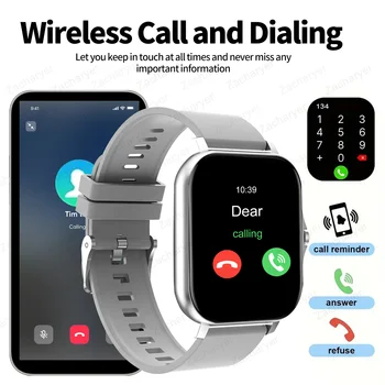 Smart fitness watch, SMS reminder, outdoor sports watch, smart watch for men and women, compatible with iPhone and Android 6