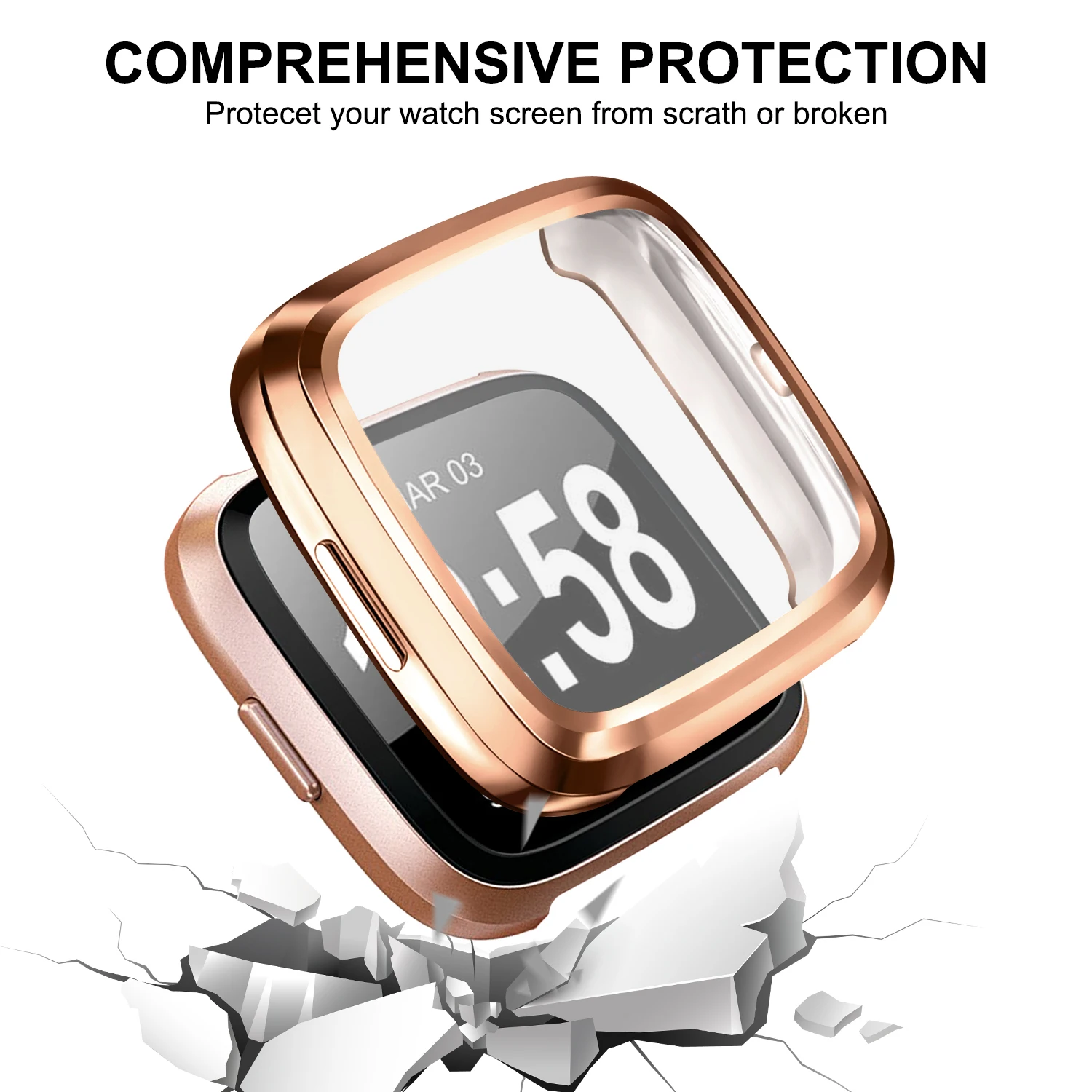 Soft TPU Screen Protector Case For Fitbit Versa 2 3 Cover Waterproof Watch Protective Shell For Fitbit Versa 2 3 Clear Case