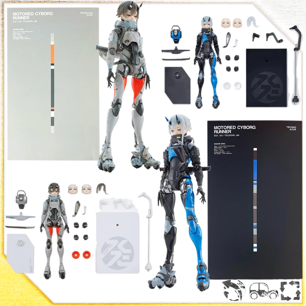 

Anime MOTORED CYBORG RUNNER Figures 18cm Sentinel SSX 155 TECHNO AZUR Action Figure Movable PVC Collection Model Toys for Gifts