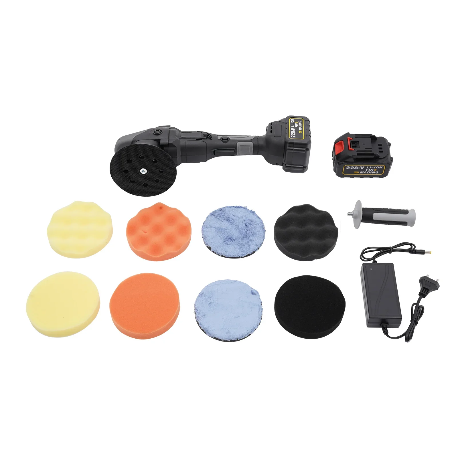 21 V 3 Ah Lithium-Batterie-Exzenter-Poliermaschine, 3 Gänge, 6000 U/min, Auto-Puffer-Polierer für Wachs-Detaillierung – Detail 2