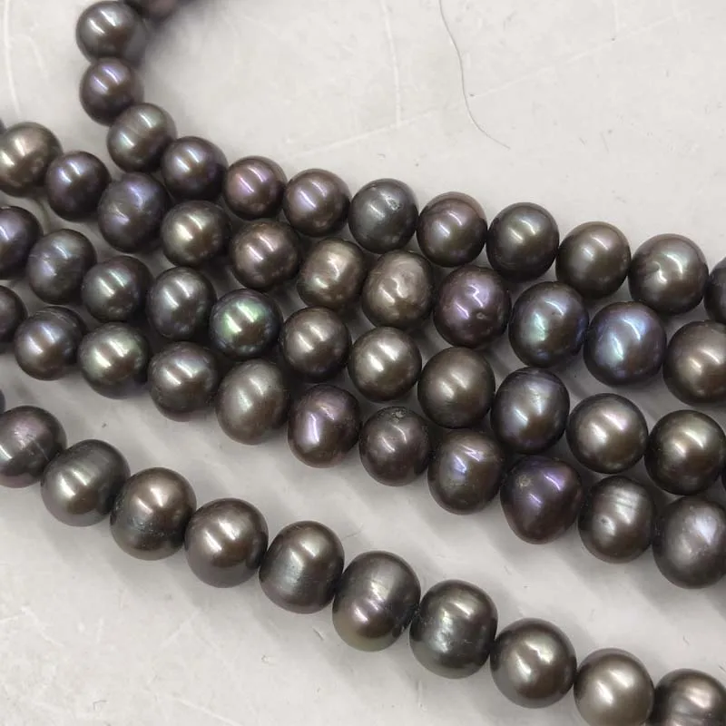 ELEISPL JEWELRY Wholesale 5 Strands 7.5-8mm Black Freshwater Pearls Free Shipping #22000478-4