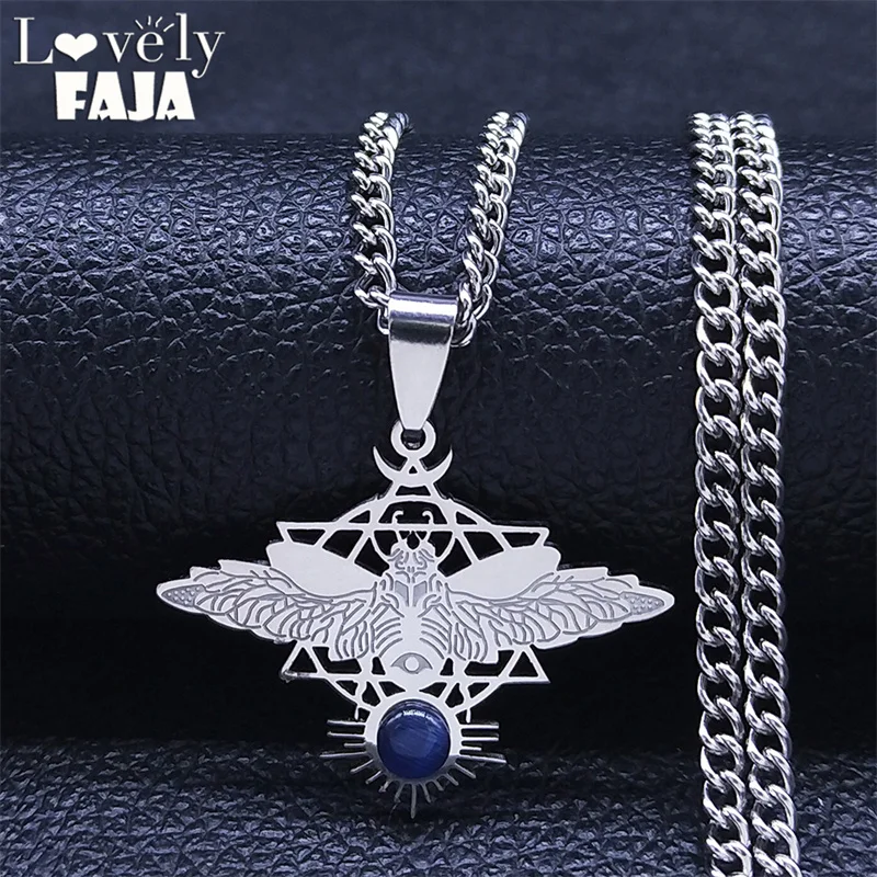 

2023 Punk Moths Opal Stainless Steel Necklace for Women/Men Silver Color Statement Necklaces Jewelry collares de mujer N2308S03