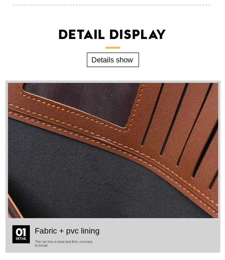 Neue Lange Brieftasche Kaffee Farbe Scheckheft Stil Herren Große Kapazität PU Retro Lange Für Männer Mit ID Fenster Karte Slots – Detail 7